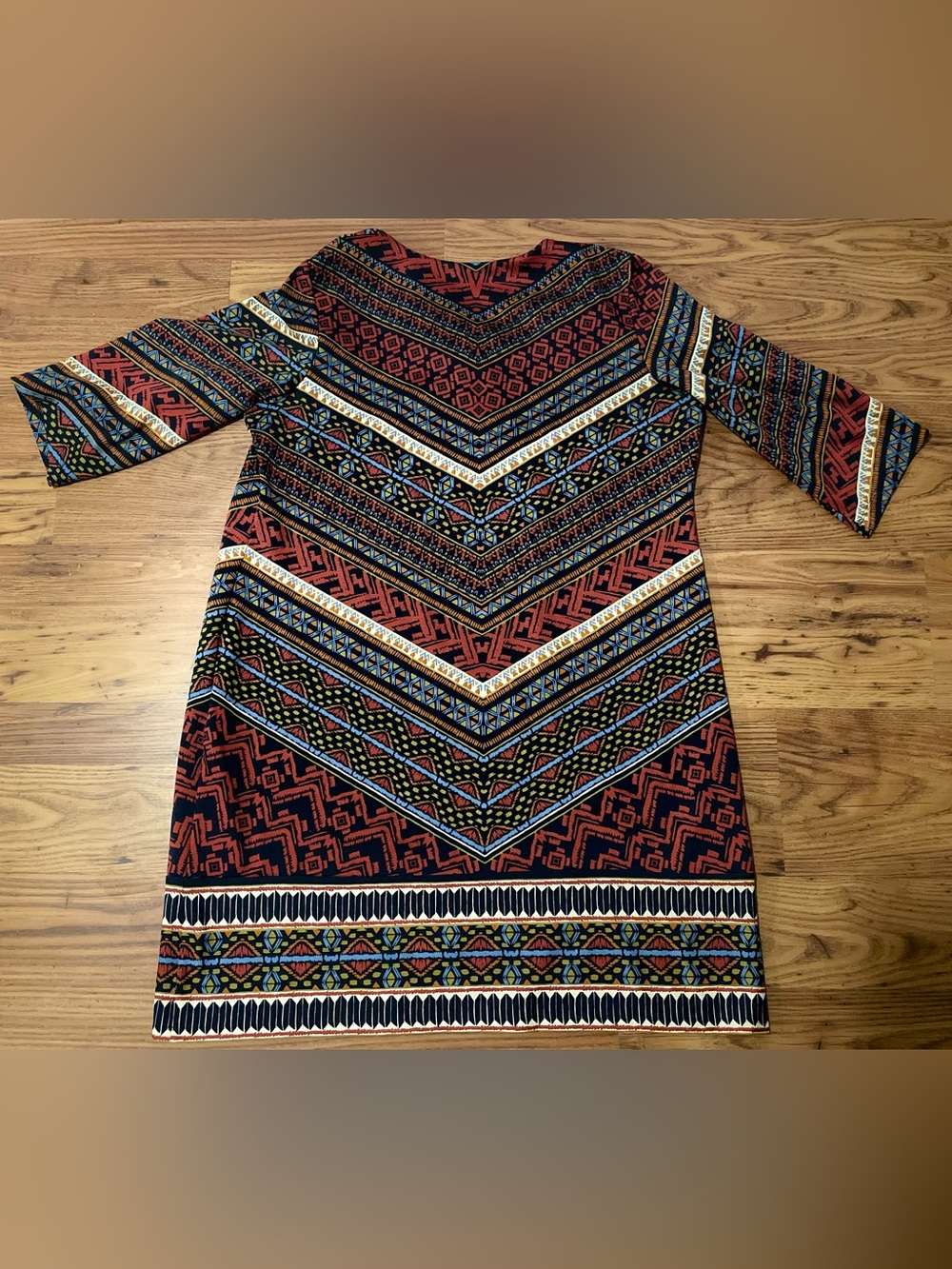 Wisp Aztec Rust Multi Chevron-Pattern Mini Dress Size 18 - Picture 5 of 5